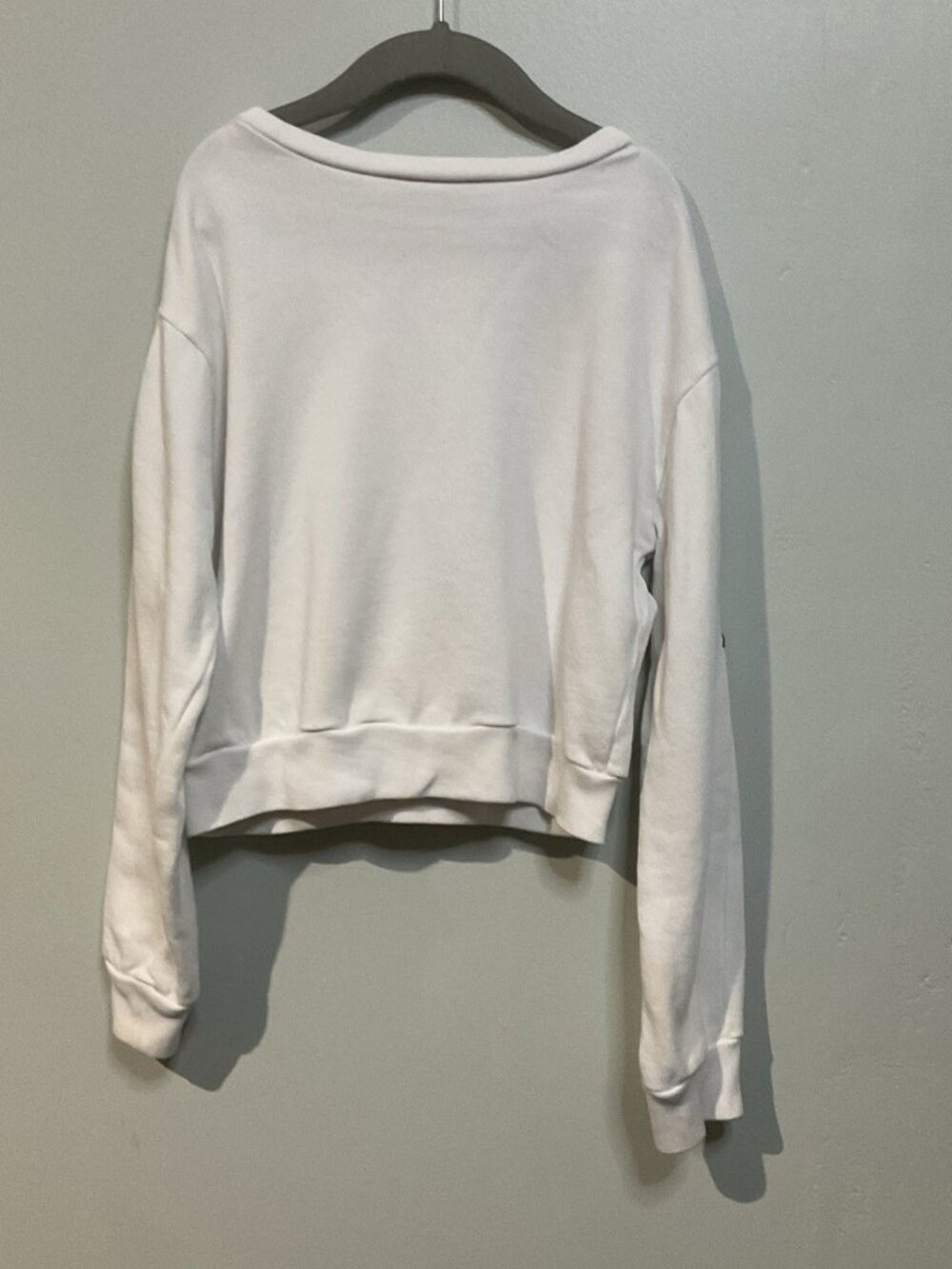 White Long Sleeve Top Shirt Sweatshirt Rhinestone Metal Bead Fringe Sz S 7/8 - Picture 6 of 10